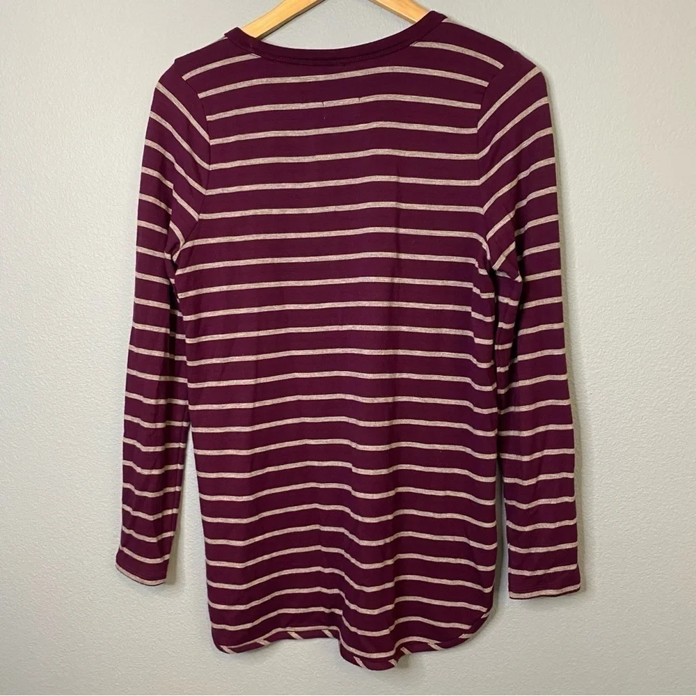 Market & Spruce Plum Purple Striped Long Sleeve Top Size M - Picture 2 of 6